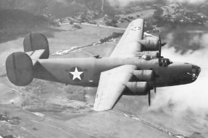 B-240 the first of the line to be sub-contracted out to other firms. Early B-24's like this one had only a single nose .50. Maximum bomb load was four tons, usually made up of four 2000 lb. bombs, eight 1000 lb. bombs or twenty 100 lb. bombs. Bomber carried a maximum of 3,614 gallons of fuel.